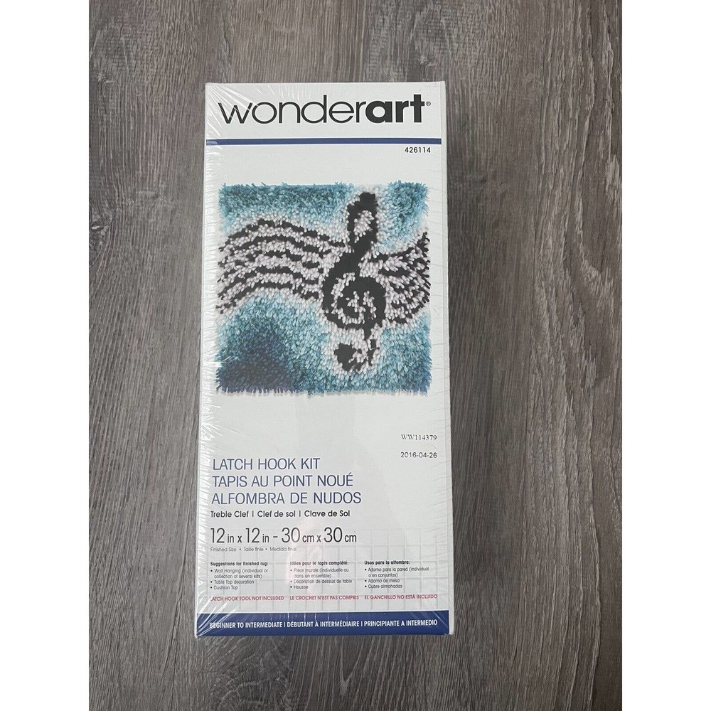 Wonderart Latch Hook Kit 12"X12"-Treble Clef